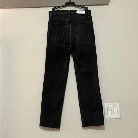 RE/DONE 70s High Rise Stove Pipe Jeans in Inky Black SZ 28 EUC - Picture 3 of 6